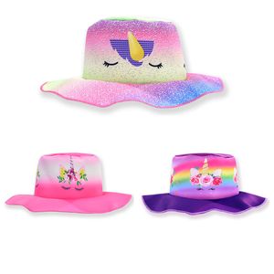 Festivalhüte großhandel-Unicorn Eimer Hut Kids Holographisches Festival Party Sun L Hut Cap Zubehör für Mädchen Lkw Hat Ljjk1758