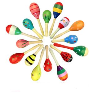 Färgglada Sand Hammer Baby Rattle Spädbarn Toddler Mini Trä Maracas Barn Madera Musikinstrument Baby Shaker Barn Presentleksaker DHL