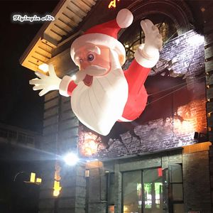 4m Height Inflatable Santa Claus Outdoor Entrance Decorative Blow Up Father Christmas For House Wall Decoration