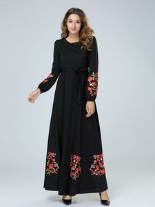 Long skirt Europe and America places loose embroider long sleeve dress greatly