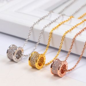 Stainless Steel Roman Love Necklaces Pendants Rhinestone Choker Necklace Women Men Lover Neckalce Jewelry Gift with Veet Bag