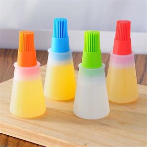 100pcs Portable Silicone Oil Pepper Bottle With Brush Measuring Cup Cap Baking BBQ Basting Brushes Pastry Oil Meat Bread Kitchen Tool Tools