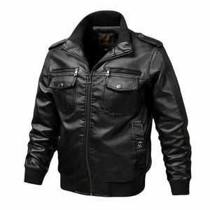 Erkek Mont Chaqueta Hombre Winter Coatメンズ秋冬ヴィンテージジッパースタンドカラーイミテーションジャケットレザーコートヴェス