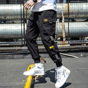 2019 Wiosna Hip Hop Joggers Mężczyźni Czarny Harem Spodnie Multi-Pocket Wstążki Człowiek Spodnie Dresy Streetwear Casual Męskie Spodnie M-3XL Y19073001