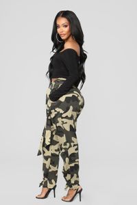 Summer Women's Ladies Camo Cargo High Waist Pants Casual Loose Military Combat Camouflage Jeans Pencil Army Green Paaz