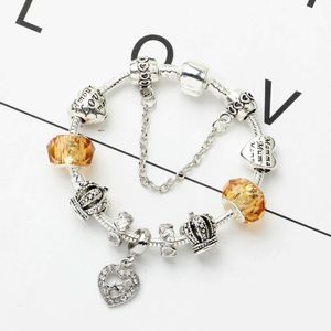 All'ingrosso-1CM Charm Mom Beads 925 Bracciali in argento Ciondolo cuore per la festa della mamma come regalo Accessori per gioielli fai da te con confezione regalo