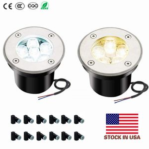 US Stock + Outdoor Underground LED Lamp Light 5W IP67 Waterproof Garden Path Buried Yard Landscape Deck LED Lights DC12V