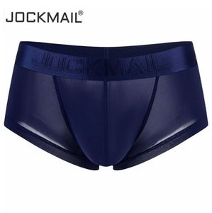 7Colors Jockmail Ultra-Thin Ice Sexy Underkläder Män Boxare Solida Convex Mens Underbyxor Korta Panties Slip Homme Cueca Gay Male Boxers