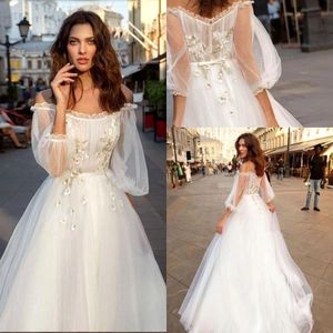 Wholesale side slit sleeve for sale - Group buy 2020 Bohemian White Gold Applique Lace Wedding Dresses Off SHoulder A Line Long Sleeves Lace Top Plus Size Bridal Wedding Gowns CPH0166