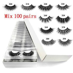 100 pairs 3D Mink eyelash False Eyelashes Natural Long Fake Eyelash Extension Thick Faux eyelash J1055