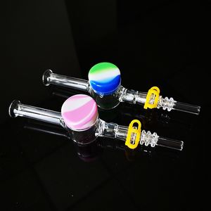 Silikon Nector Toplayıcı Kiti NC10mm 14mm Kuvars Nail İpucu Dab Wax Konteyner Keck Klip Cam Boru Mini El Borular Dab Oil Rig