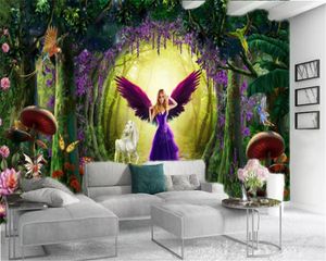 3d home wallpaper purple flower vine fantasy forest purple Fairy beautiful romantic interior decoration wallpaper