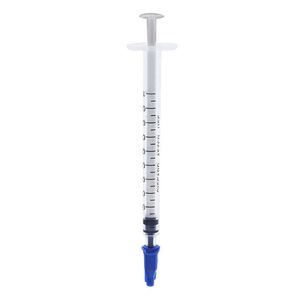 Dispensing Syringes 1cc 1ml Plastic with Tip Dark Blue Cap Pack of 100