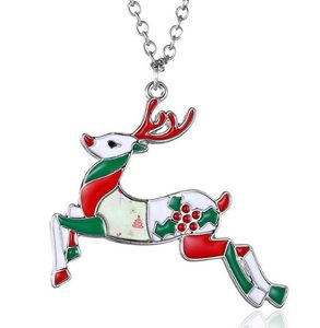 Санта-Клаус fashion-ожерелья картины маслом Олень дерево наклейки кулон Ссылка цепи свитер ожерелье ювелирных изделий себе подарок для женщин мужчин