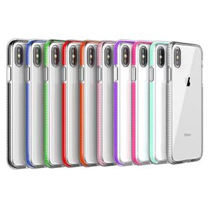 Klare Handyhüllen für iPhone 14 13 12 11 Pro Max Xs XR X 8 Plus Samsung S21 Zweifarbiger Stoßfänger Weiche TPU-Hybrid-stoßfeste Abdeckung