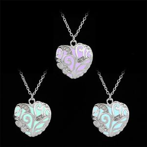 Heart Shaped Pendant Necklace Luminous Pendants in Dark Hollow out Type