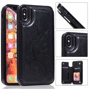 For iPhone Xs Max Xr S10 Lite 8 Plus Wallet Cases Luxury PU Leather Cell Phone Back Cases Covers with Credit Card Slots