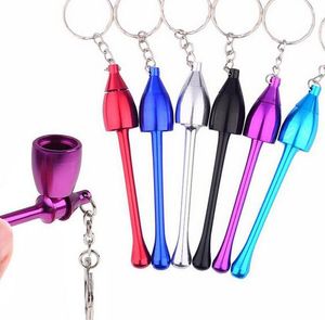 Aluminium Keychain Mushroom Tobaksrör Metall Mini Rökning Rör Rökning Tillbehör Nyckelringar Key Chain Rondom Color