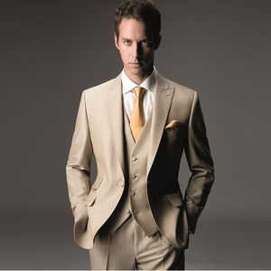 Ny Champagne Slim Fit Wedding Men Suits Groom Wear Tuxedos 3 Pieces (Jacket+Pants+Vest) Brudgum Suits Best Man Blazer 87