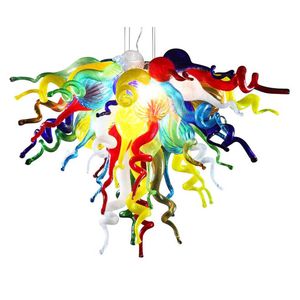 Modern Multi Colored Murano Glass Chandelier Livingroom Bedroom Decor Hand Blown Glass LED Blubs Pendant Lamps for Sale