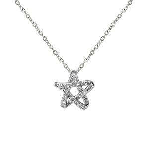 Rhinestone Star Pendant Necklace White Gold Luxury Design Women Wedding Party Jewelry for Girl Gift Fashion Choker Necklaces with Link Chain