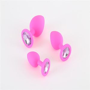 Silicone Anal Plug with Crystal Jewelry Butt Plug No Vibration Anal Sex Toys for Men Woman Masturbation