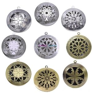 12 Style Antique Silver Aromatherapy Lockets Essential Oil Diffuser Hollow Necklace Locket Diffuser Lockets Perfume Lockets b071