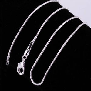 Jade Und Silber Halskette großhandel-1mm Sterling Silber glatte Schlangenketten Frauen Halsketten Schmuckkette Zoll