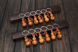 Gourd keychain peach wood Fu Lu zodiac key chain pendant 12 constellations Chinese style animal charms keyring gifts car pendent decorations