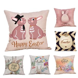 Bunny Pillowcase 44x44 CM Szczęśliwe Dekoracje Wielkanocne dla Domu Wielkanoc Królik jaja Wzór Poduszki Dostawy Wesele Dostawy