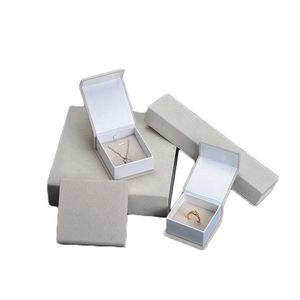Velvet Wrapping Cardboard Gift Box Cream Color Jewelry Bracelet Bangle Earring Pendant Ring Packaging Paper Case New Packing Idea