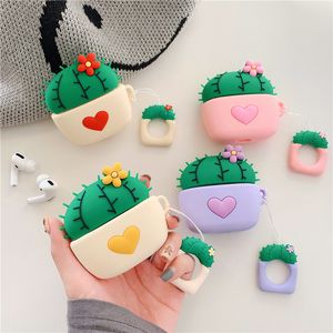 Custodia protettiva per cactus alla moda carina per auricolare Bluetooth AirPods Pro3 Copertura anticaduta per scatola di immagazzinaggio modello AirPods 4 colori all'ingrosso