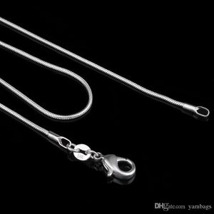 925 Catene serpente timbrate 1mm Gioielli in argento sterling Uomo Donna Moda Chiusura a moschettone Accessori per collana pendente 16 18 20 22 24 pollici