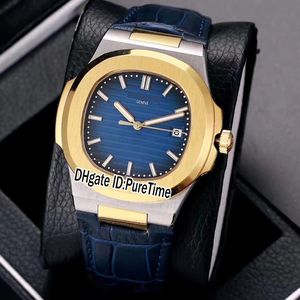 New Classic 5711J ouro amarelo 18K D-azul Textura Dial 40 milímetros A2813 Automatic Mens Watch Two Tone Relógios de couro 12 cores Puretime P280g7