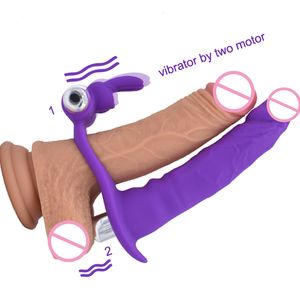 Strapon Dildo Vibrator Sexspielzeug für Erwachsene Paar Frauen Double Penetration Analdildos Strap on Cock Vibrationsring für Männer Homosexuell Y200410
