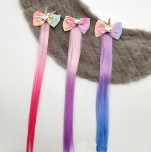 Hair Extensions Wig for Kids Girls Ponytails Unicorn Rainbow Head Bows Clips Bobby Pins Hairpin Barrette Accessories 50pcs 0123