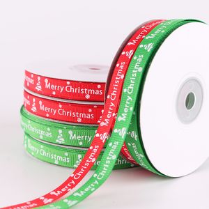 Frohe Weihnachten Band Roll Box Dekoration 1 cm 25 Yards rot grün Weihnachtsbaum Ornamente christliche Festival Party Geschenkpapier