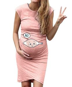 Baby print womens casual jurken mode losse taille onregelmatige zoom dames ontwerper moederschap jurken casual vrouwtjes kleding