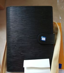 Wholesale books holder resale online - Black EPI cow leather water ripple Small Notepad pocket notebook card passport holder meeting record book cm