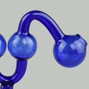 Neu eingetroffene blaue gebogene Ölbrennerrohre aus Glas – Raucherzubehör in Standardgröße