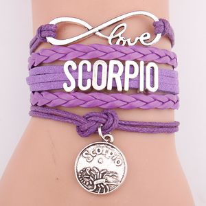 12 constellation bracelet Scorpio Leather Bracelet couple Bracelet Fashion SCORPIO alphabet Jewellery