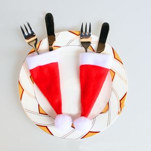 クリスマスキャップの食器げのデコレーションカトラリーホールダーフォークナイフ銀器のボトルXmasの装飾バッグ食器のびんの装飾HH9-2454