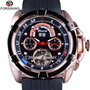 Çok Fonksiyon Saatleri Tourbillon Forsising Takvim Ekran Moda Men Sport Saatler Rose Golden Watch Men Lüks Marka Otomatik Saat