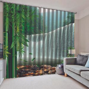 Опт зеленый занавес бамбук водопад штора окно Blackout люкс 3D Штора набор для кровати Гостиной