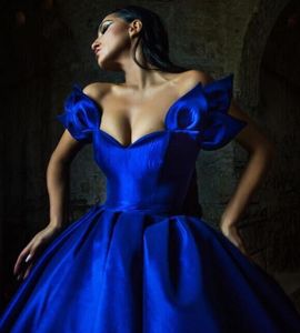 새로운 봄 이브닝 드레스 Yousef Aljasmi Blue Sweetheart Ball Gown Long Dress Off Shoulder