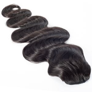 Brasiliansk naturfärg Virgin Drawstring Ponytail Horsetail 14 till 30 tum Weave Straight Body Wave Real Human Hair Ponytail