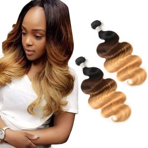 Brazylijskie dziewicze włosy 1B/4/27 Human Hair Extensy 10-28 cala fala ciała trzy tony kolor 1b 4 27 wiązki