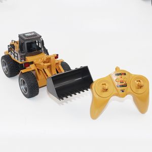 HN520 2.4G 6 Channels RC Wheel Bulldozer& Earthmover Toy, Diecast Alloy Model, 1:18 Big Size, Sound& Lights, for Xmas Kid Birthday Gifts, 2-2