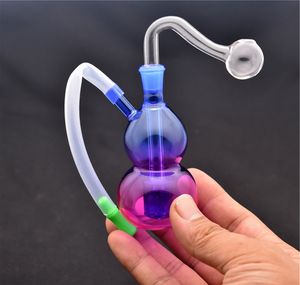 Mini Glass Oil Burner Bong Water Pipes with Recycler Dab Rig Hand Bongs Thick Pyrex Heady Glass Hookah for Smoking with 10mm Oil Burner Pipe