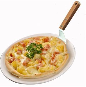 Wood Handle Stainless Steel Cake Lifter Pizza Server Cookie Spatula Big Pizza Shovel DHL